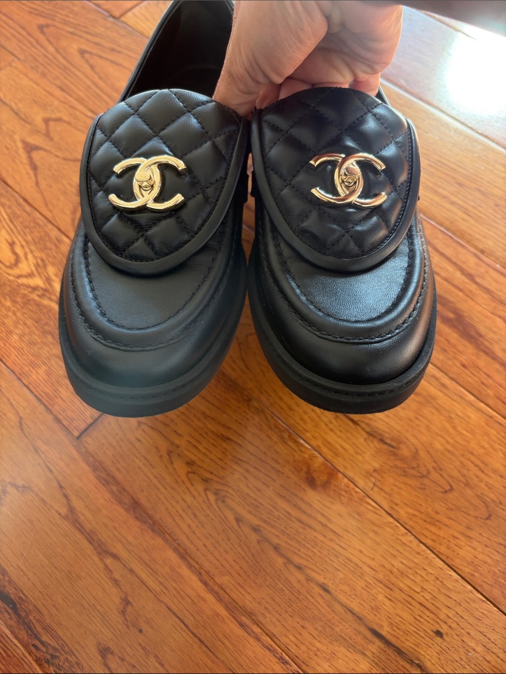 CHANEL Black Quilted Moccasins - Picture 10 of 11